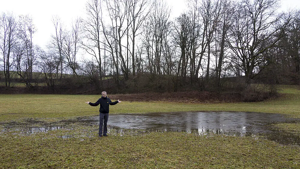 Nur wenig Wasser im Eichener See